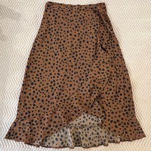 Leopard print one-piece wrap midi skirt